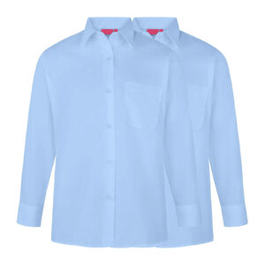 Girls Long Sleeve Blouse - 2 Pack - Sky Blue